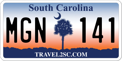 SC license plate MGN141