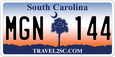 SC license plate MGN144