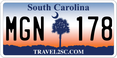 SC license plate MGN178