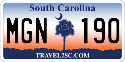 SC license plate MGN190