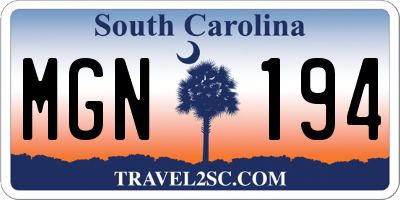 SC license plate MGN194