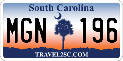 SC license plate MGN196