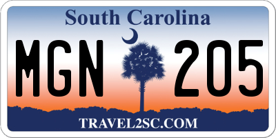 SC license plate MGN205