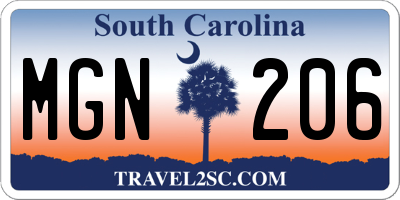 SC license plate MGN206