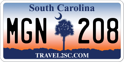 SC license plate MGN208