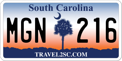 SC license plate MGN216