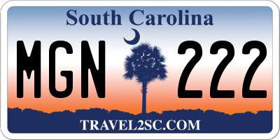 SC license plate MGN222
