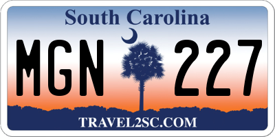 SC license plate MGN227
