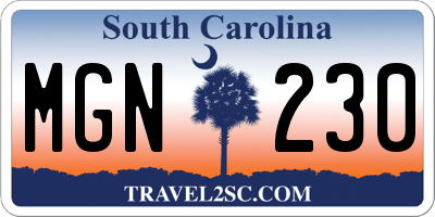 SC license plate MGN230