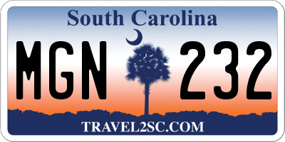 SC license plate MGN232