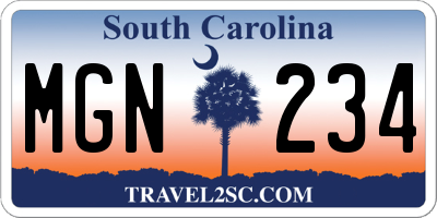 SC license plate MGN234