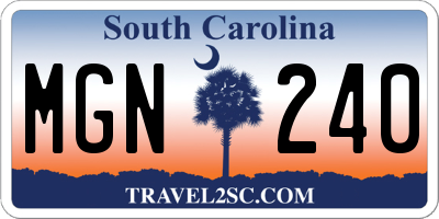SC license plate MGN240