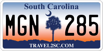 SC license plate MGN285