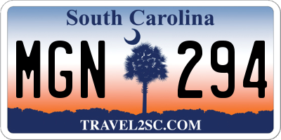 SC license plate MGN294