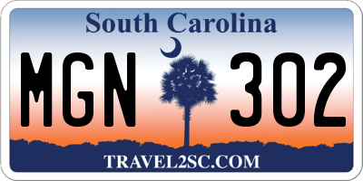 SC license plate MGN302