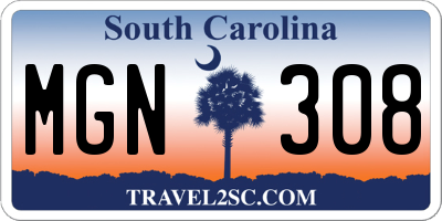 SC license plate MGN308