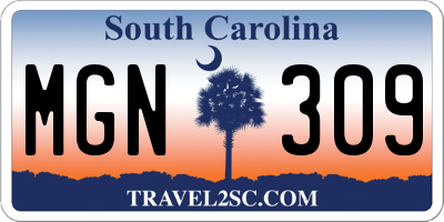 SC license plate MGN309
