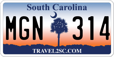 SC license plate MGN314