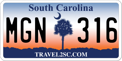 SC license plate MGN316