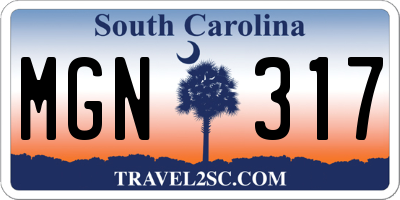 SC license plate MGN317