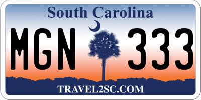 SC license plate MGN333