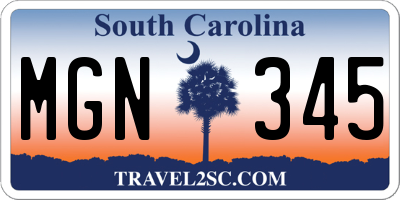 SC license plate MGN345