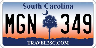 SC license plate MGN349