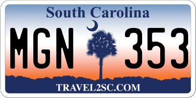 SC license plate MGN353