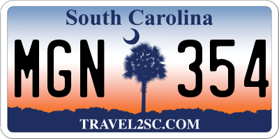 SC license plate MGN354