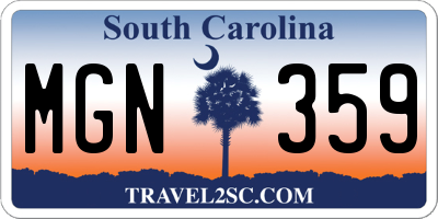 SC license plate MGN359