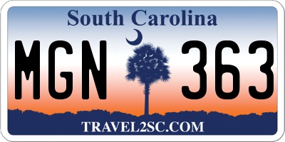 SC license plate MGN363