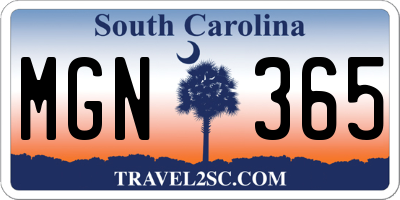 SC license plate MGN365