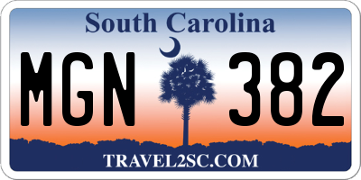 SC license plate MGN382