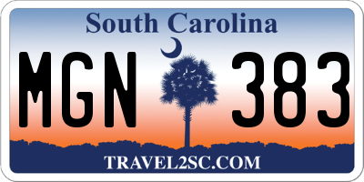 SC license plate MGN383