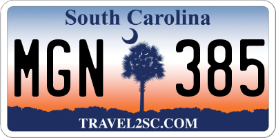 SC license plate MGN385