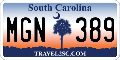 SC license plate MGN389