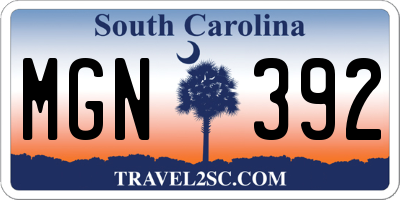 SC license plate MGN392
