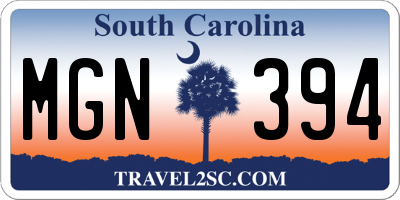 SC license plate MGN394