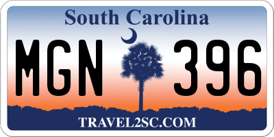 SC license plate MGN396
