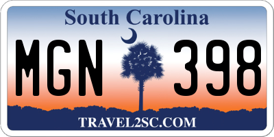 SC license plate MGN398