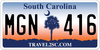 SC license plate MGN416