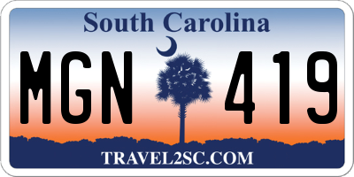 SC license plate MGN419