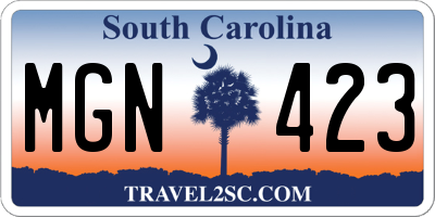 SC license plate MGN423