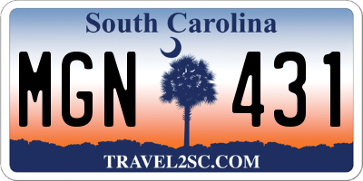 SC license plate MGN431