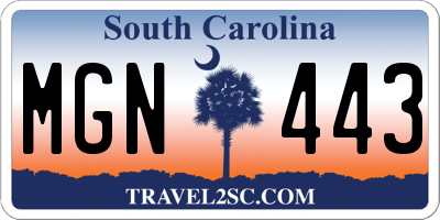 SC license plate MGN443
