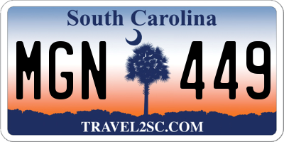 SC license plate MGN449