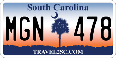 SC license plate MGN478