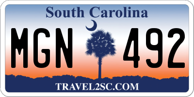 SC license plate MGN492