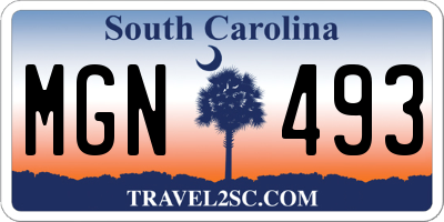 SC license plate MGN493
