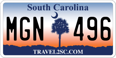 SC license plate MGN496